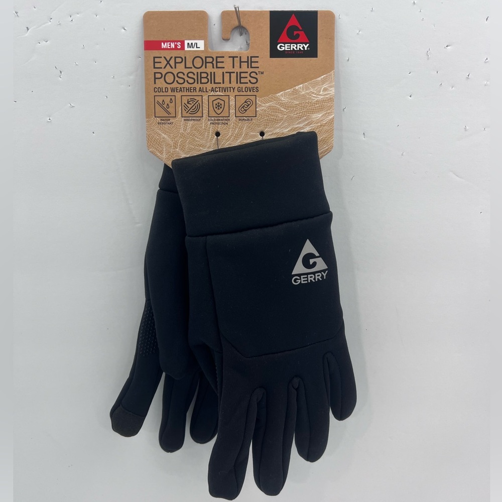 GERRY,BLACK ALL ACTIVITIES GLOVES, M/L WATER,WIND,COLD PROTECTION,BLACK DURABLE